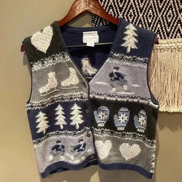 CHRISTOPHER & BANKS 90s WINTER WONDERLAND VEST - Picture 2 of 4